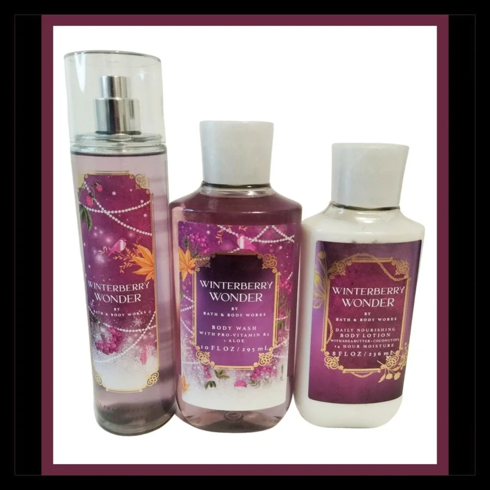 3 Bath and Body Works WINTERBERRY‎ WONDER body mist, body wash, & body Lotion